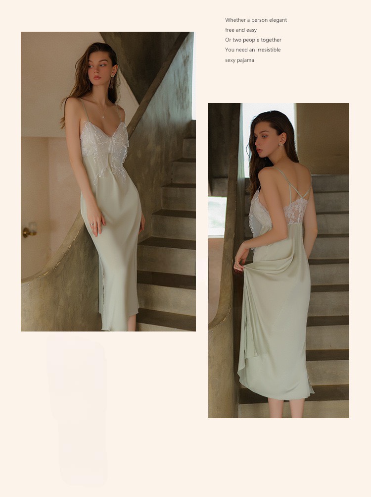 Váy Ngủ Lụa Dài Nữ Tính