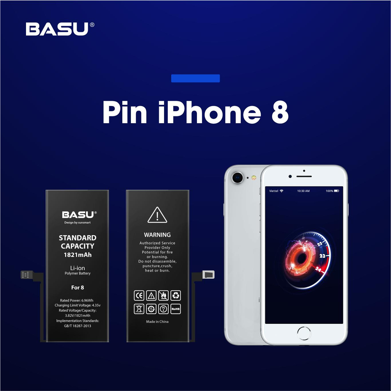 Pin iphone 8 tặng kèm dây sạc - Chính hãng