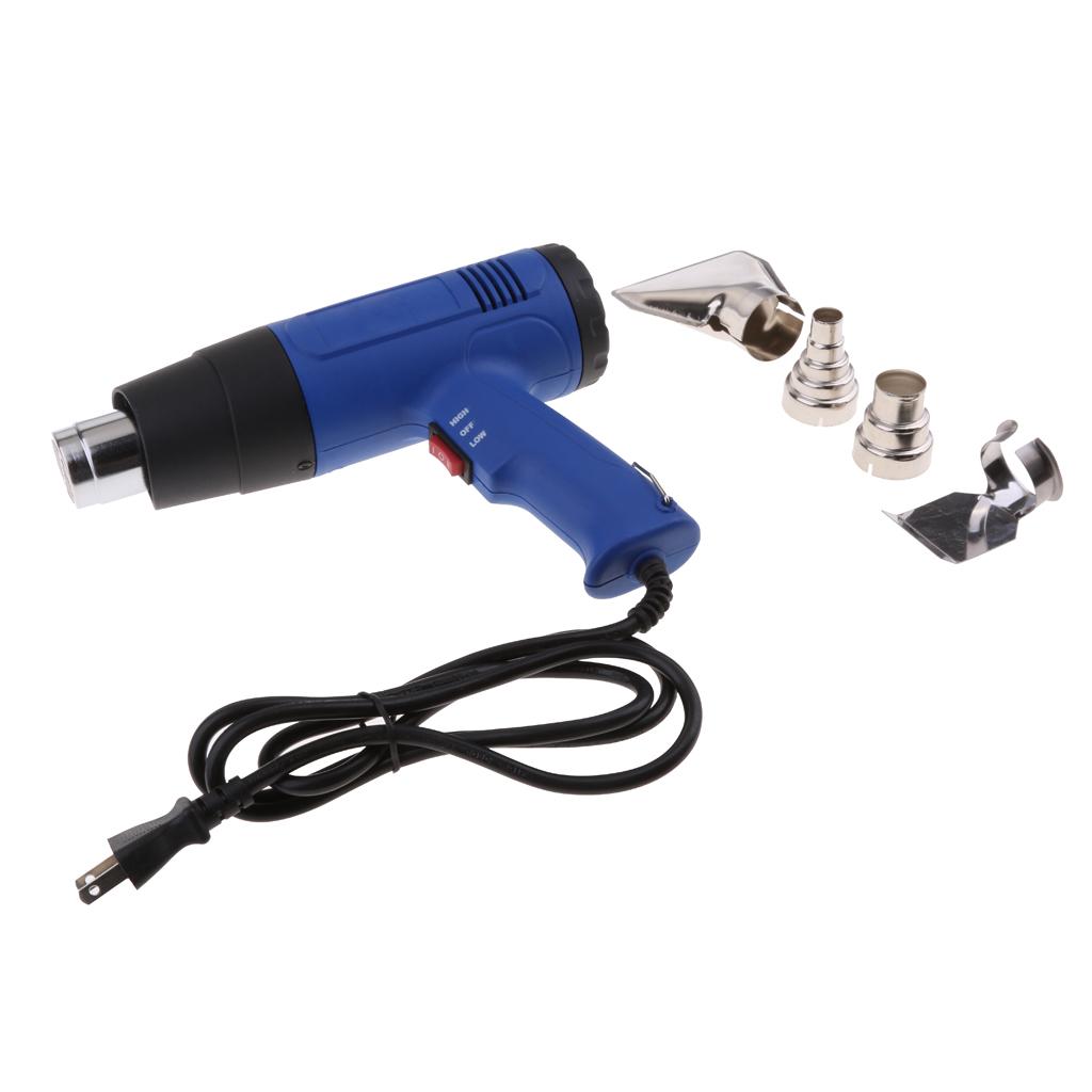 1600W Hot Air Heat Gun Dual Temperature Paint Stripper DIY Tool +4 Nozzle US