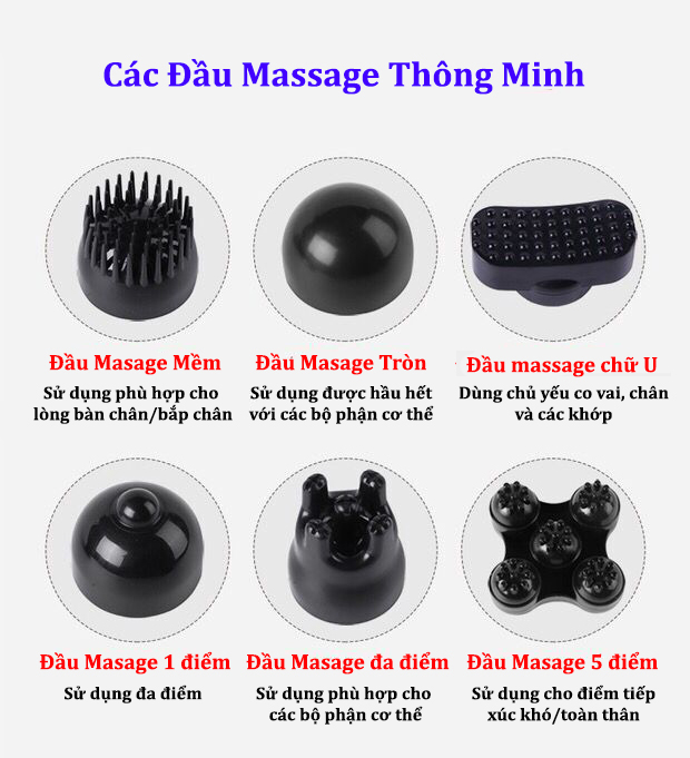 Máy massage cầm tay sạc pin 6 đầu