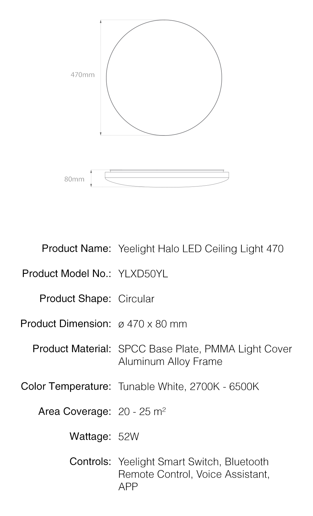 ĐÈN LED ỐP TRẦN THÔNG MINH YEELIGHT HALO 2020, YLXD50YL, 470MM, 52W, RGB, APPLE HOMEKIT - HÀNG CHÍNH HÃNG