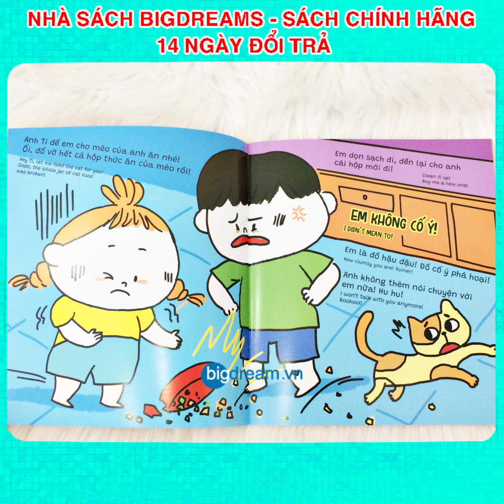 Ehon Song Ngữ Miu Bé Nhỏ Tự Tin Tỏa Sáng - Đừng cáu khi bị hiểu nhầm - Miu miu tự lập Ehon kỹ năng sống