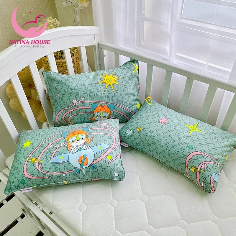 Bộ nệm gối mền cho bé, chất vải Tencel cao cấp siêu mềm mát, thoáng khí, nệm lót chống thấm, nhiều họa tiết đáng yêu