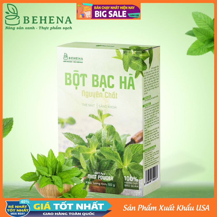 Bột Bạc Hà Behena nguyên chất sấy lạnh (50g) Thanh mát, tốt cho sức khỏe