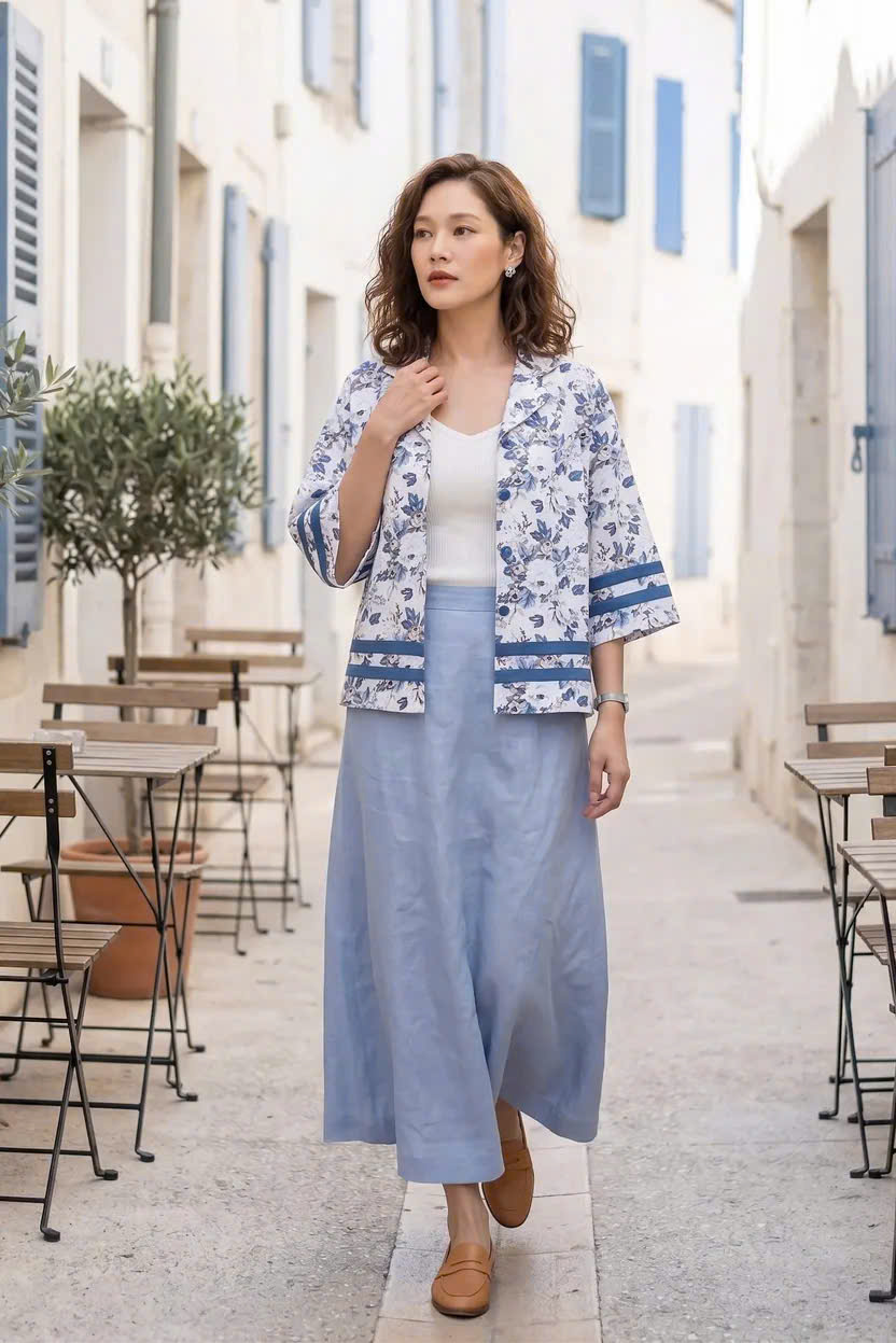 Áo Kiểu Vintage Cổ Ve Linen Hoa Mẫu Đơn Top252 Thời trang Hity