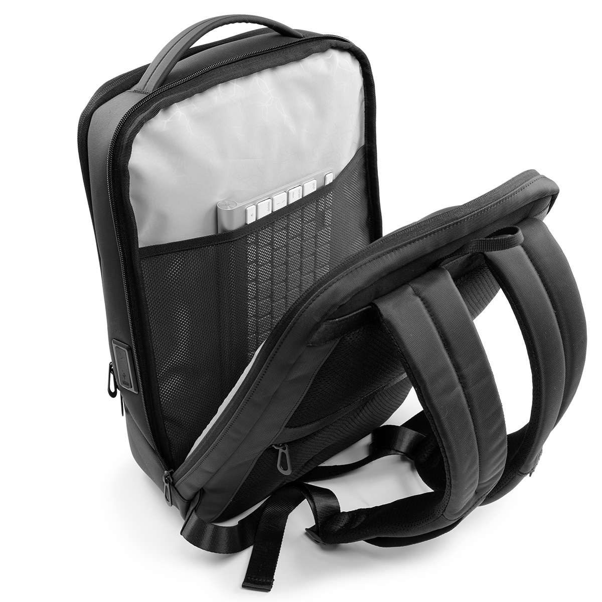 Balo laptop 15” KINGBAG APOLLO thời trang, tích hợp cổng USB đa dụng, ngăn phụ lót chống thấm, màu đen - Hàng chính hãng