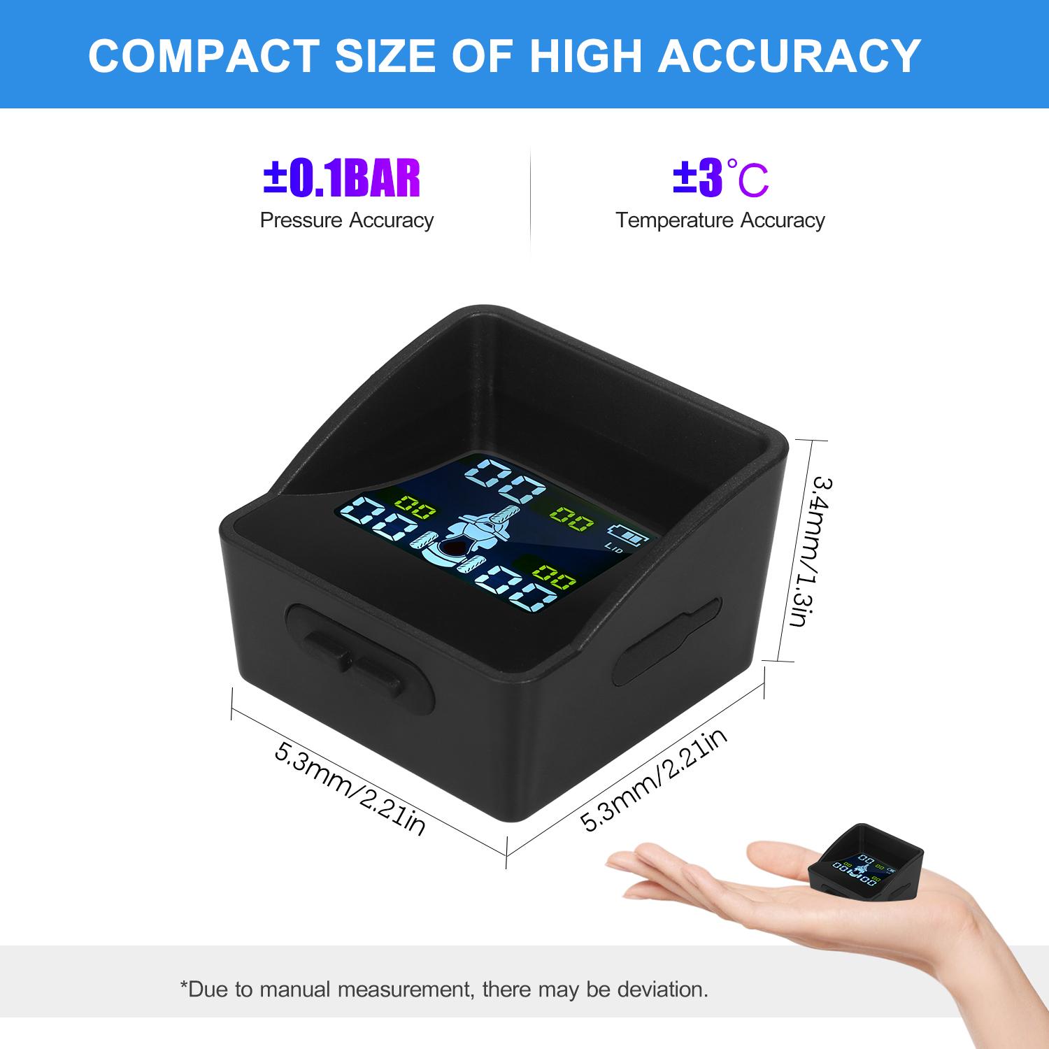 Tire Pressure Monitoring System TPMS Wireless Smart Tire Monitor with 3 External Sensors Sunshade Auto Tyre Alarm for