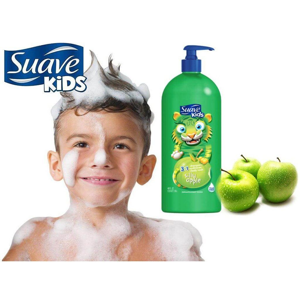 Sữa tắm gội cho bé Suave Kids 3in1 1.18L hương táo chuẩn hàng MỸ