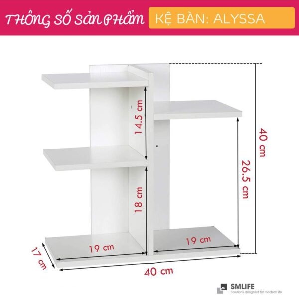 Kệ để bàn gỗ hiện đại SMLIFE Alyssa  | Gỗ MDF dày 17mm chống ẩm | D40xR17xC40cm - Màu