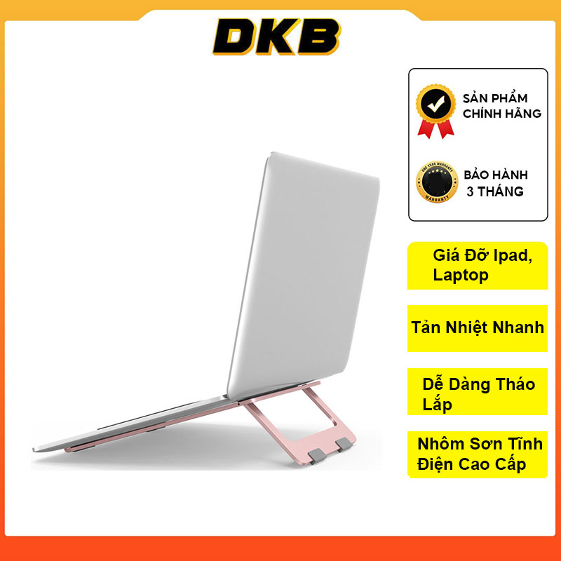 Giá Đỡ Laptop, ipad Hợp Kim Nhôm Cao Cấp, Giúp Tản Nhiệt Laptop, Máy Tính Xách Tay, Có Thể Gấp Gọn, Điều Chỉnh Góc Độ. Hàng Chính Hãng DKB