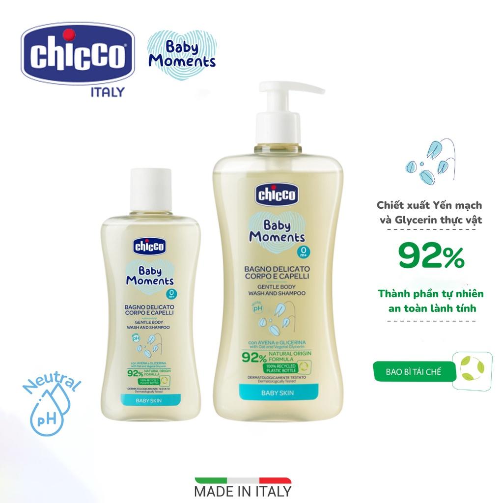 Combo Sữa tắm gội chiết xuất Yến mạch 0M+ Chicco 200ml + Sữa tắm gội chiết xuất Yến mạch 0M+ Chicco 200ml (mới)