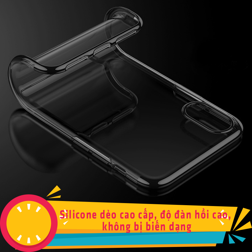 Ốp lưng cho Iphone X / XS - Ốp dẻo viền mạ màu Đen ánh kim - Hàng Chính Hãng