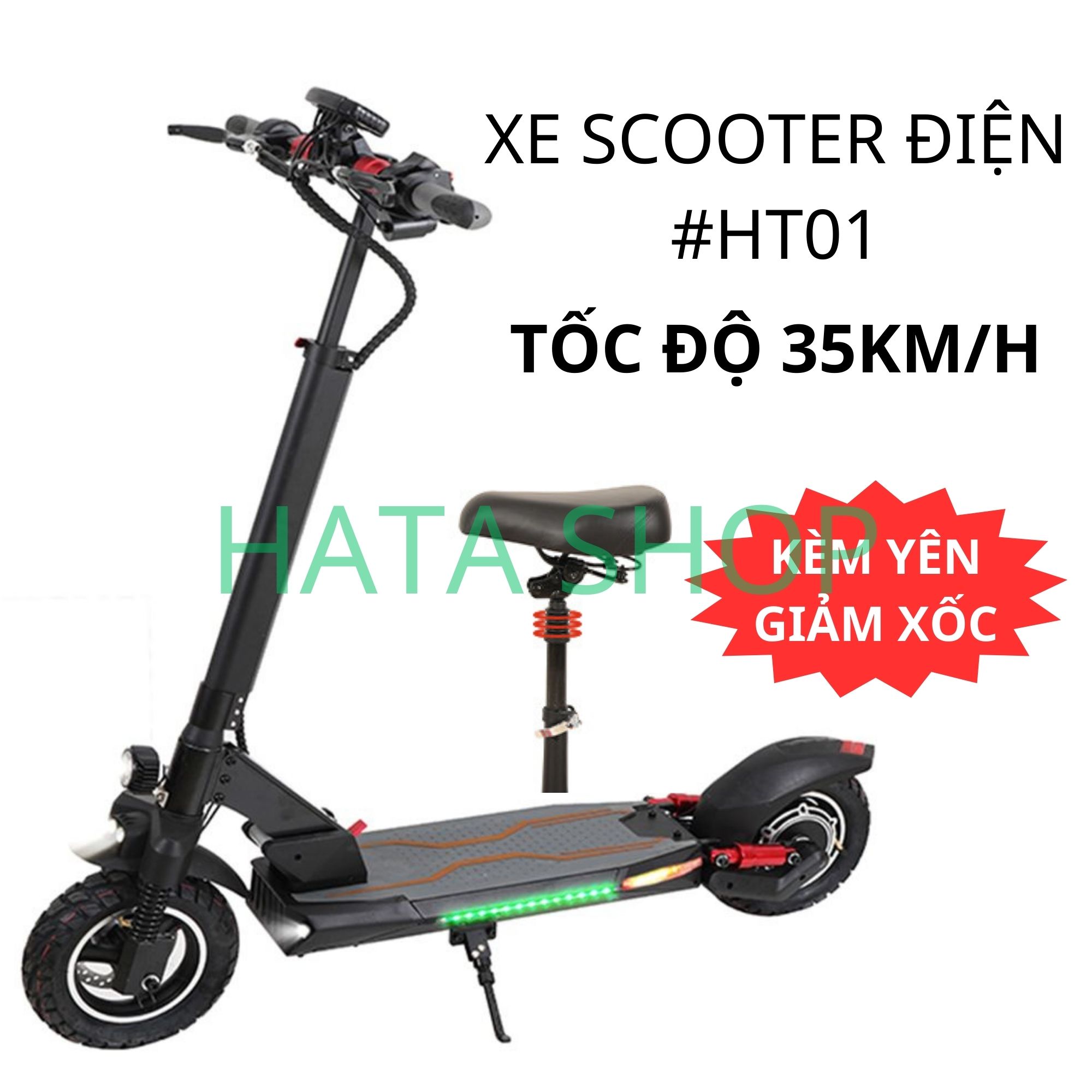 Xe Điện Thông Minh #HT01 bản PRO Electric Scooter Gấp Gọn Tốc Độ 35km/h khoảng Cách 35km Pin Sạc 48V10A Cao Cấp