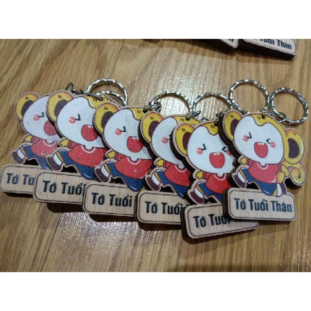 Móc khóa cute 12 con giáp bằng gỗ loại đẹp