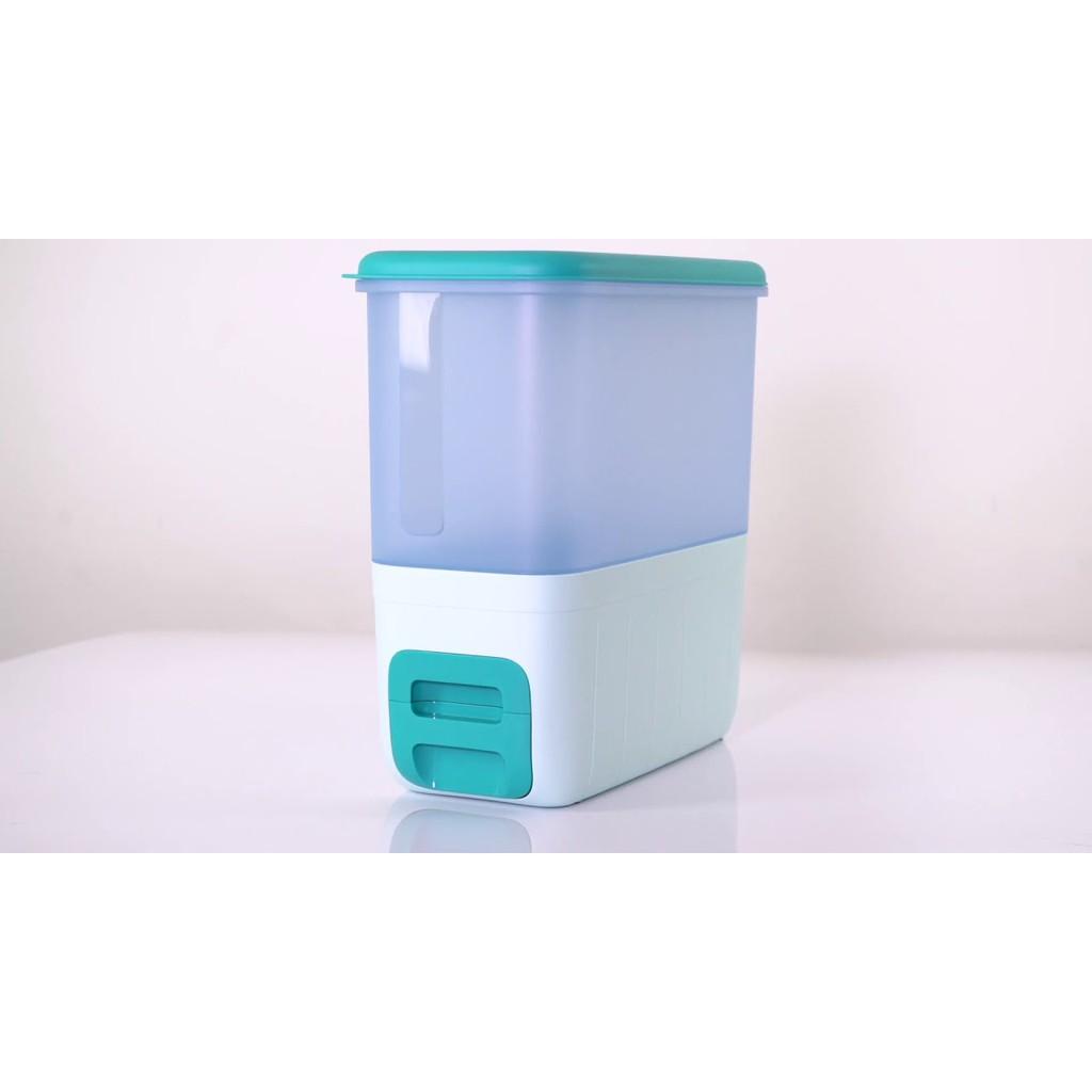 Thùng Gạo Rice Smart Aqua 10kg Tupperware, Bảo Quản Gạo, Nhựa Nguyên Sinh An Toàn Sức Khỏe