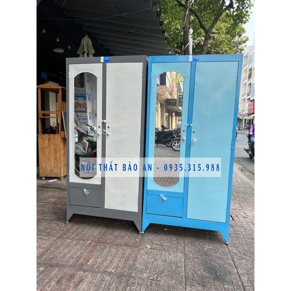 Tủ sắt quần áo 2 cửa 1m6x 0.9m - MÀU XÁM