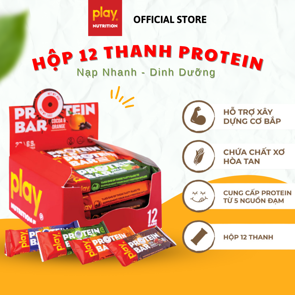 Hộp 12 Thanh Protein Play - Mix 3 Vị