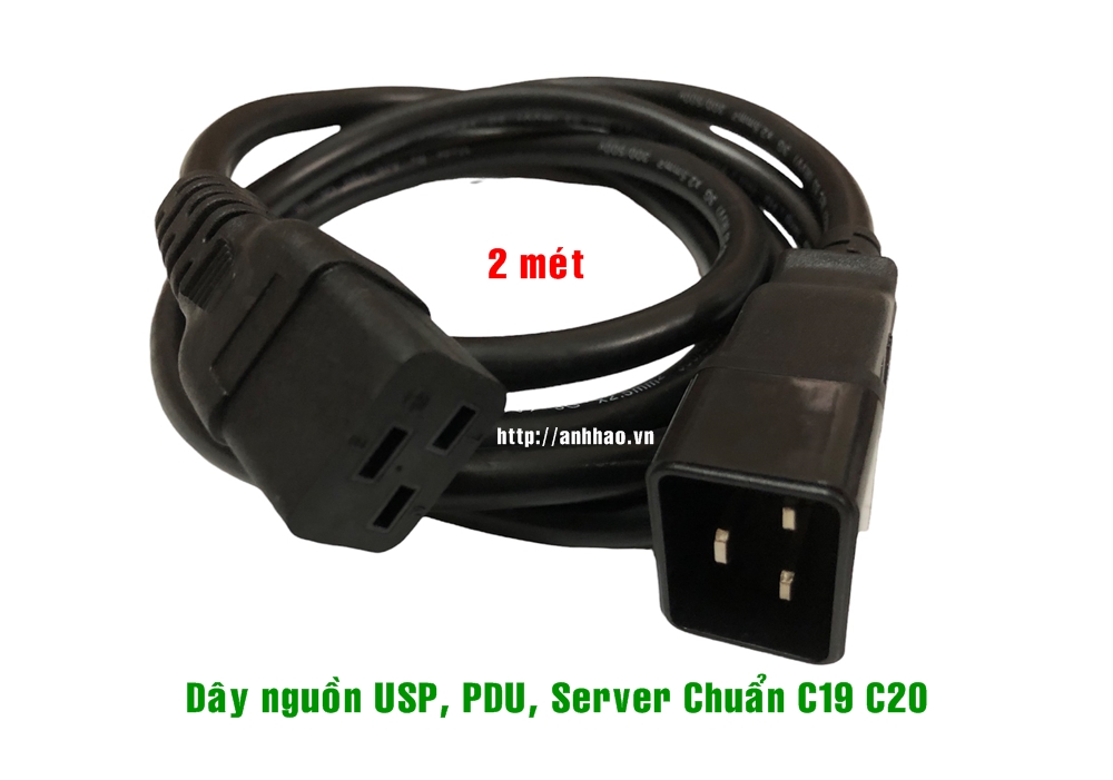 Dây nguồn PDU, Server, UPS chuẩn C19 C20 dài 2M, 3M. Tiết diện lõi đồng 3 x 2.5mm