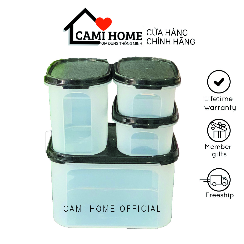 Bộ Hộp Kệ Bếp Modular Mates Started Set 4 Chính Hãng Tupperware, Bộ Trữ Khô Nhựa Nguyên Sinh An Toàn