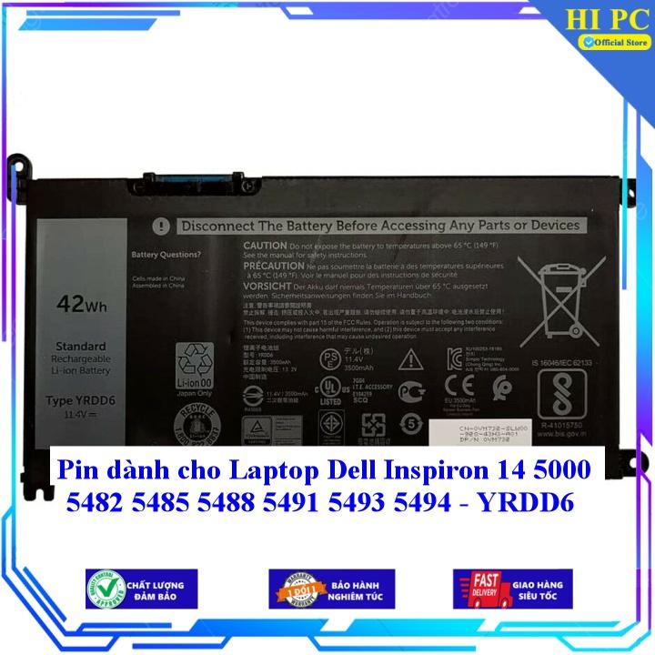 Pin dành cho Laptop Dell Inspiron 14 5000 5482 5485 5488 5491 5493 5494 - YRDD6 - Hàng Nhập Khẩu