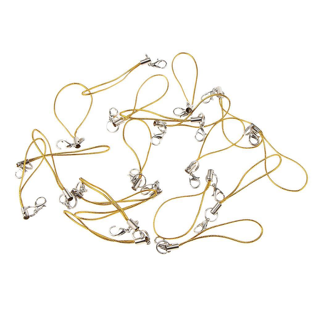 2-5pack 20pcs DIY Mobile Cellphone Keychain Lanyard Charms DIY Rope Gold