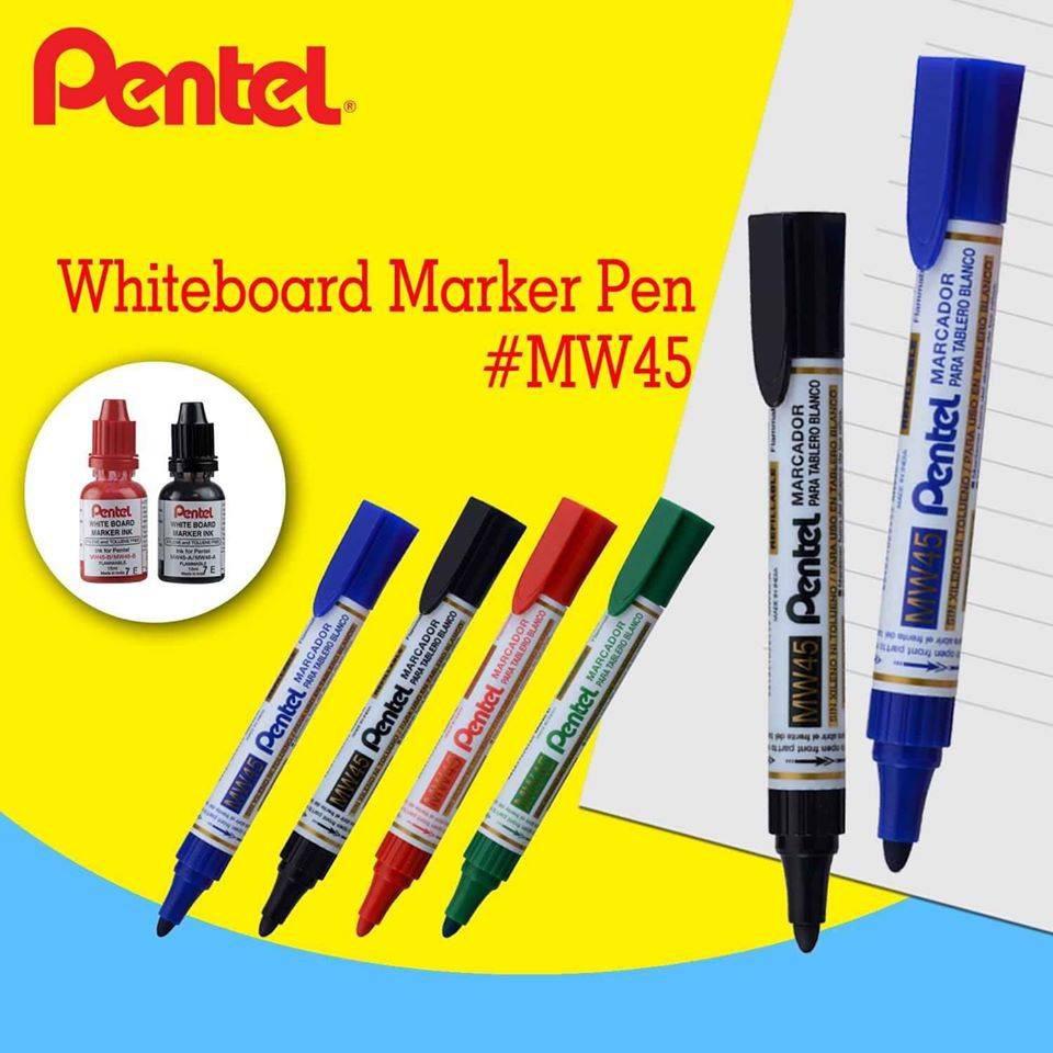 Bút Dạ Bảng Pentel MW45 | Thiết Kế Xoay Có Thể Thay Mực | Màu Mực Sáng, Đậm, Dễ Lau Chùi