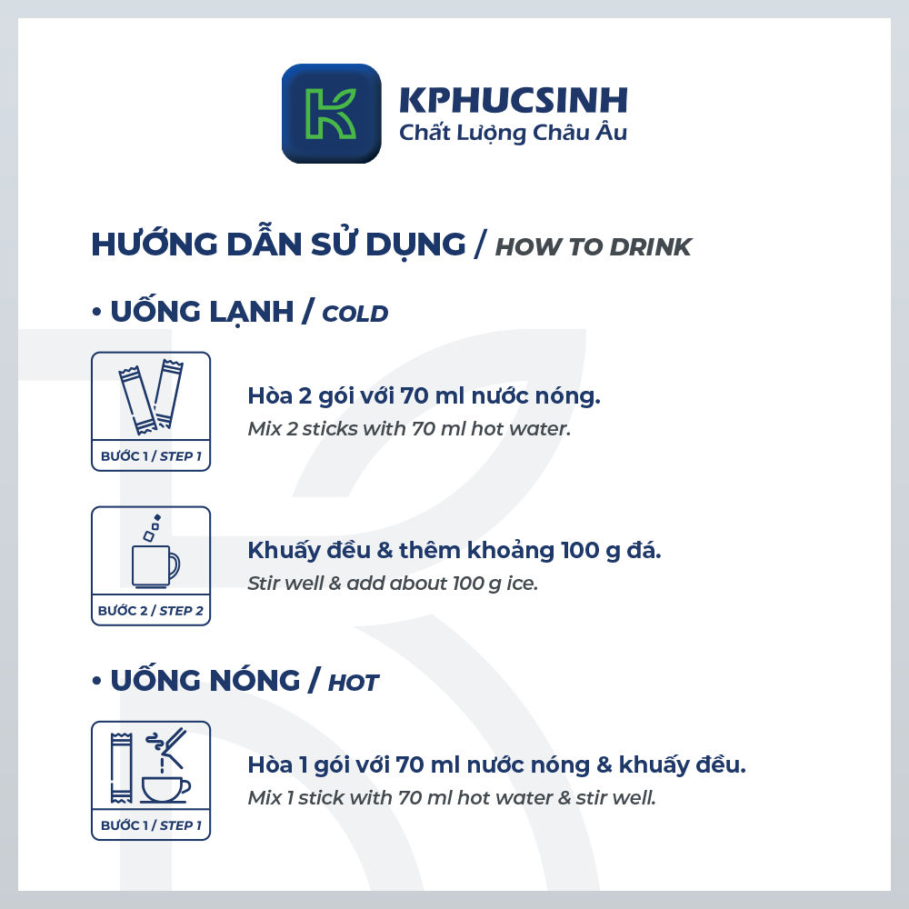 Cà phê hòa tan K Coffee 2 in 1 K-Black cà phê đậm vị 7650g