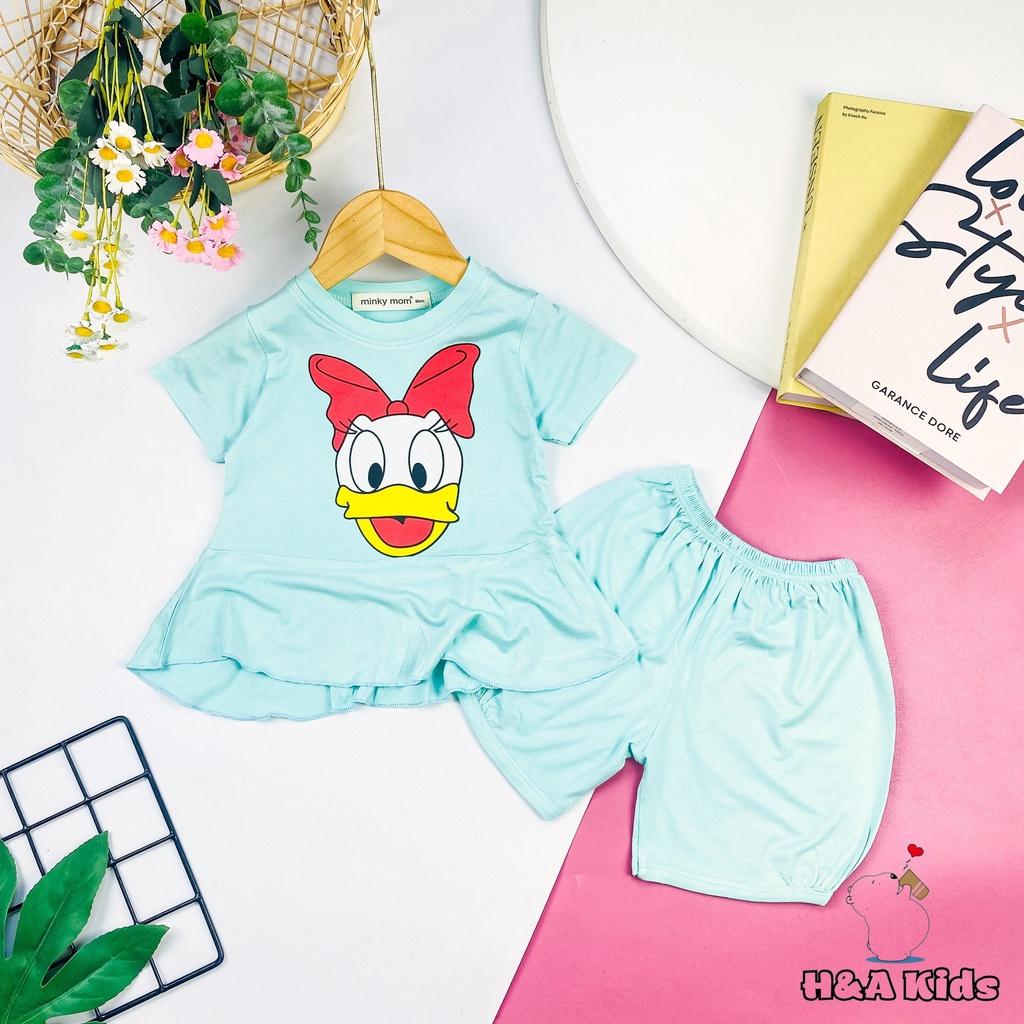 Bộ ngắn tay lai bèo quần đùi thun lạnh bé gái Minky Mom cho bé từ 7-32kg - HÀNG CHUẨN LOẠI 1