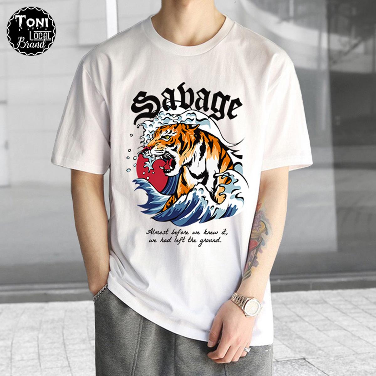 Áo Thun Tay Lỡ Local Brand SABAGE Cotton 100 form rộng nam nữ Unisex (AT9200L - Full Box - Kèm Video Ảnh Thật)