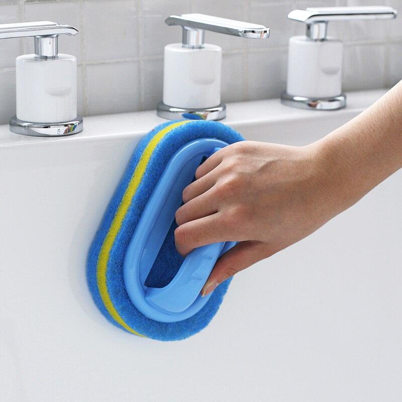1 Pc Multi-function Bathtub Brush Ceramic Toilet Handle Sponge Cleaner Toilet Brush Glass Wall Bath Kitchen Home Cleaning Gadget