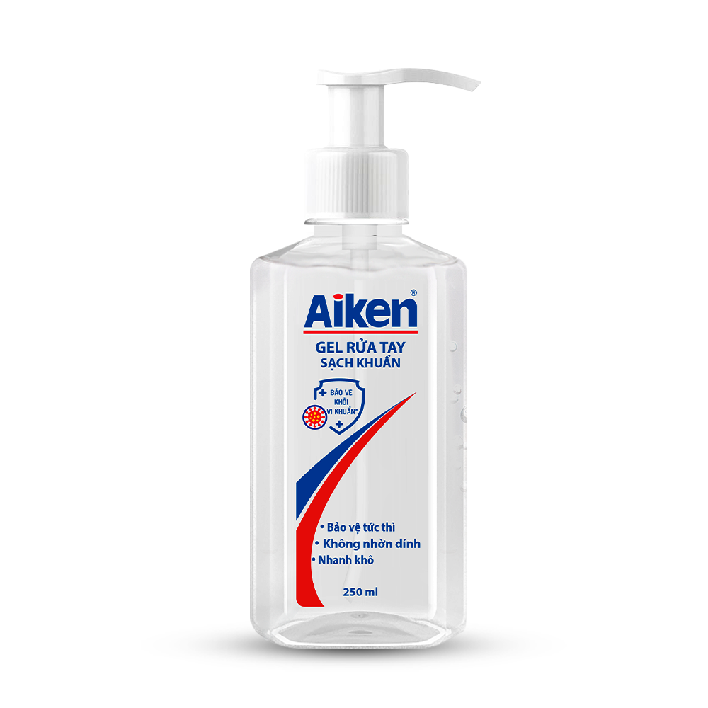 Aiken Combo 2 Gel rửa tay Sạch khuẩn 250ml/chai Dạng vòi