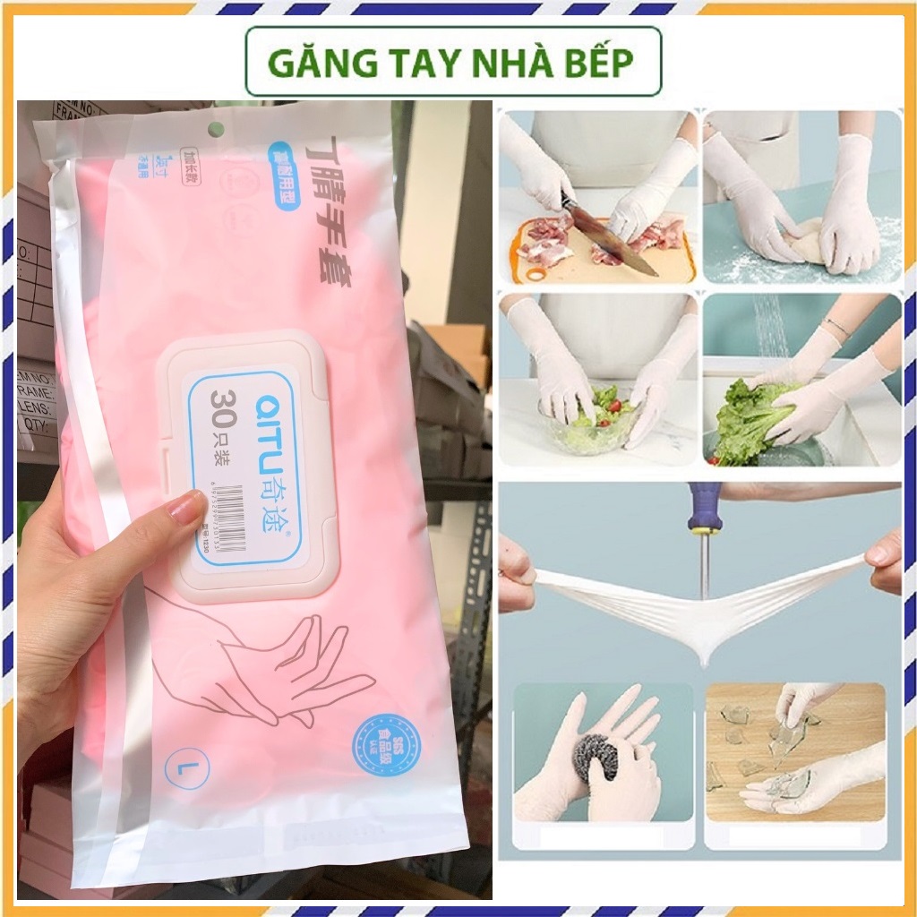 Găng Tay Cao Su, Bao Tay Rửa Chén, Combo 30 Chiếc, Dùng Chế Biến Thực Phẩm, Rửa Chén Bát, Vệ Sinh Nhà Cửa