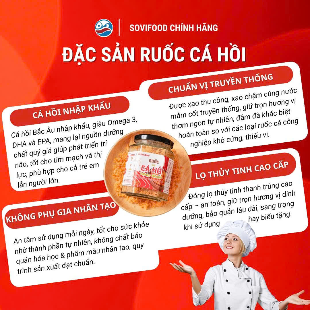 Combo 5 Lọ Ruốc Cá Hồi Sovifood – Chà Bông Cá Hồi Giàu Omega 3, DHA, EPA, An Tâm Cho Trẻ Nhỏ - 110G