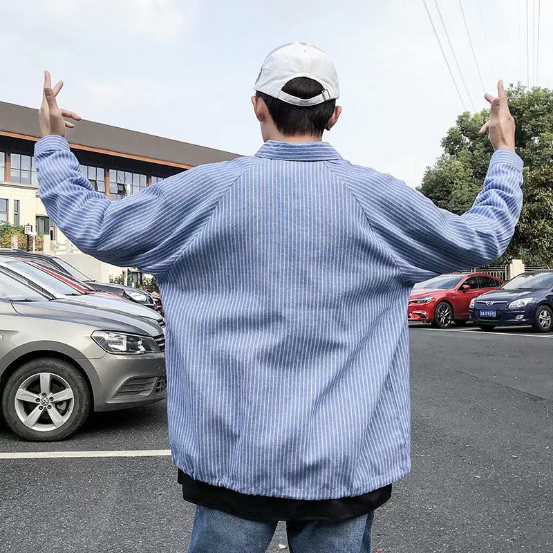 Áo sơ mi tay dài họa tiết sọc thời trang phong cách cho nam