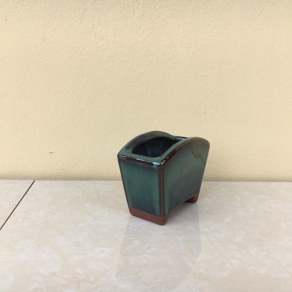 Hình ảnh Chậu bonsai dáng quạt mini men hỏa biến gốm Bát tràng 1 size BM-09