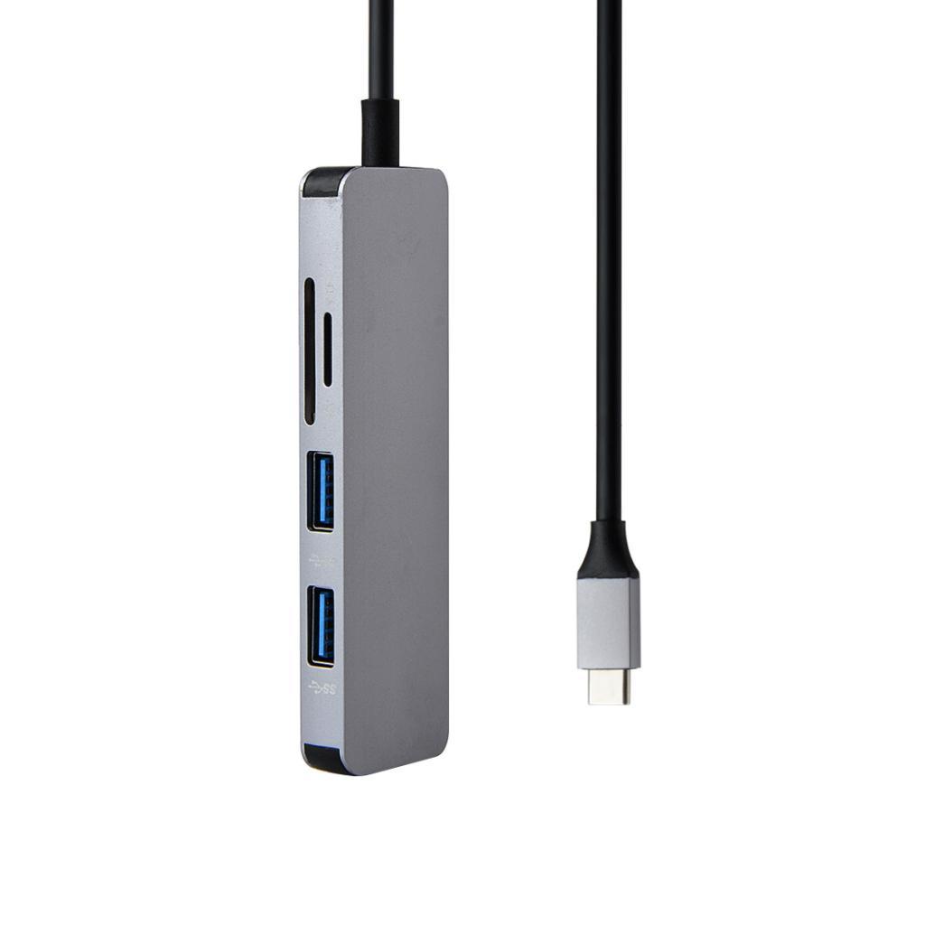 USB C Hub USB 3.0 Adapter Dock with 4K HDMI TF/SD Card Reader for MacBook