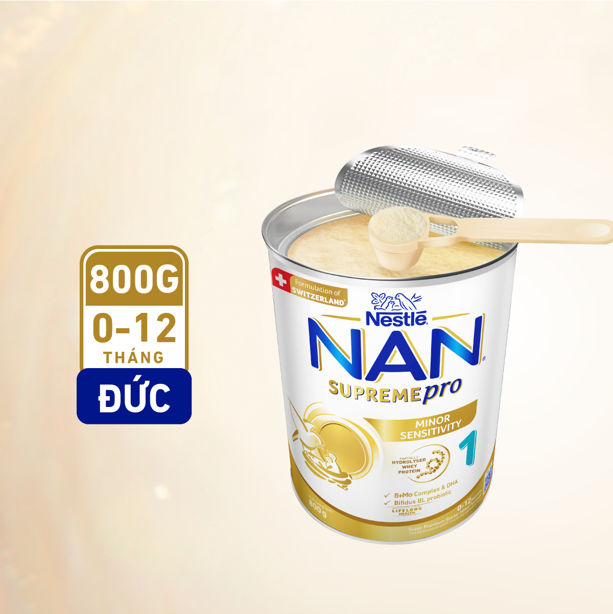 Sữa bột Nestlé NAN SUPREMEPRO 1 800g nhập khẩu Đức với 5HMO &amp; đạm Gentle Optipro ( Dành cho trẻ từ 0 - 12 tháng tuổi)
