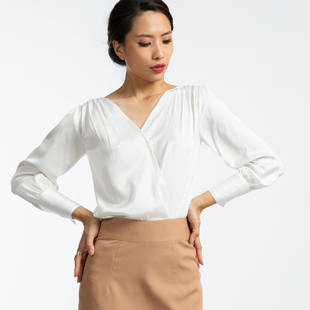 Áo Kiểu Nữ Áo Công Sở Cao Cấp Áo Đắp Vạt Thời trang thiết kế Hity TOP100