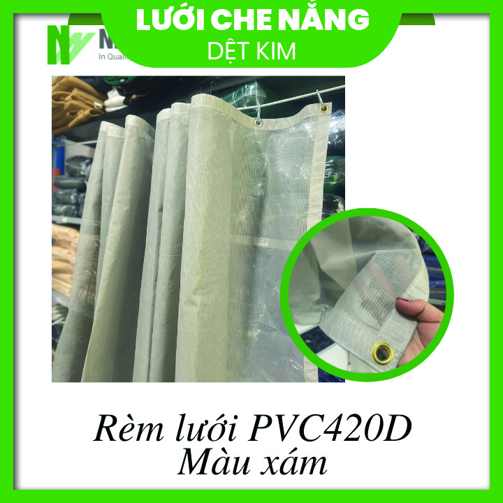 RÈM LƯỚI CHẮN BỤI, CÔN TRÙNG, CHE NẮNG - LƯỚI PVC420D MÀU XÁM - KHỔ LƯỚI 1.8M