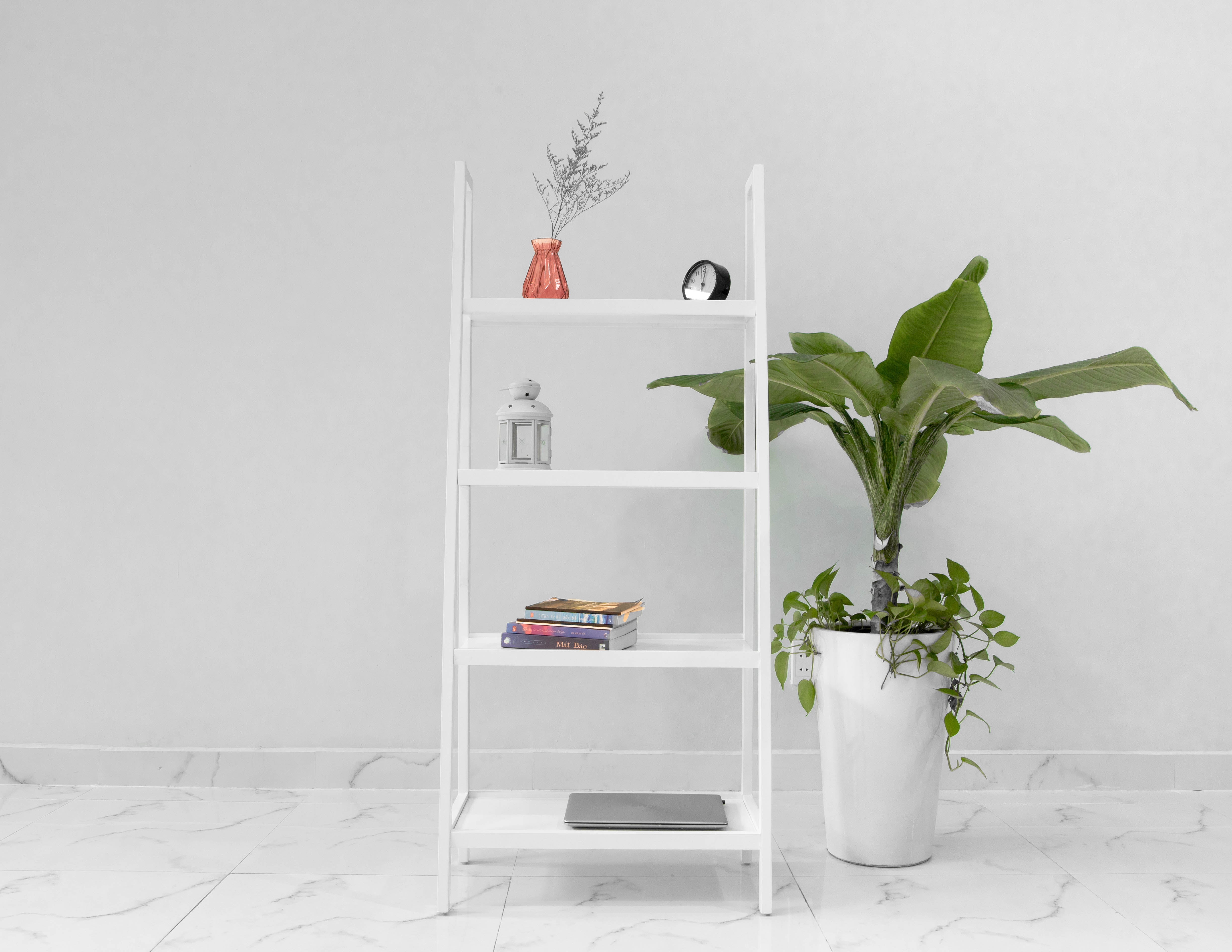 COMBO KỆ SÁCH GỖ MÀU TRẮNG 3 TẦNG VÀ 4 TẦNG SIZE L - COMBO A BOOK SHELF WHITE SIZE L