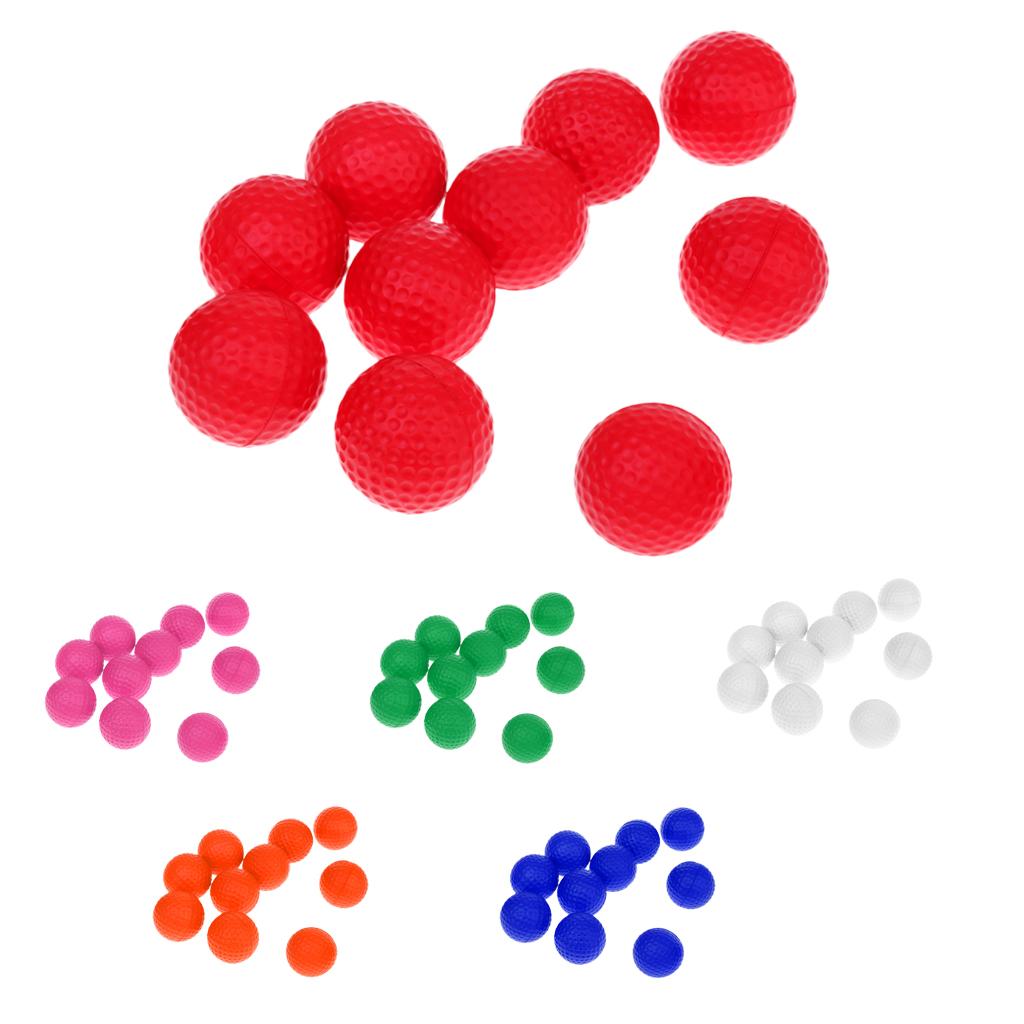 Set of 10 Golf Ball Training Practice Soft Foam Balls 42mm - Various Colors