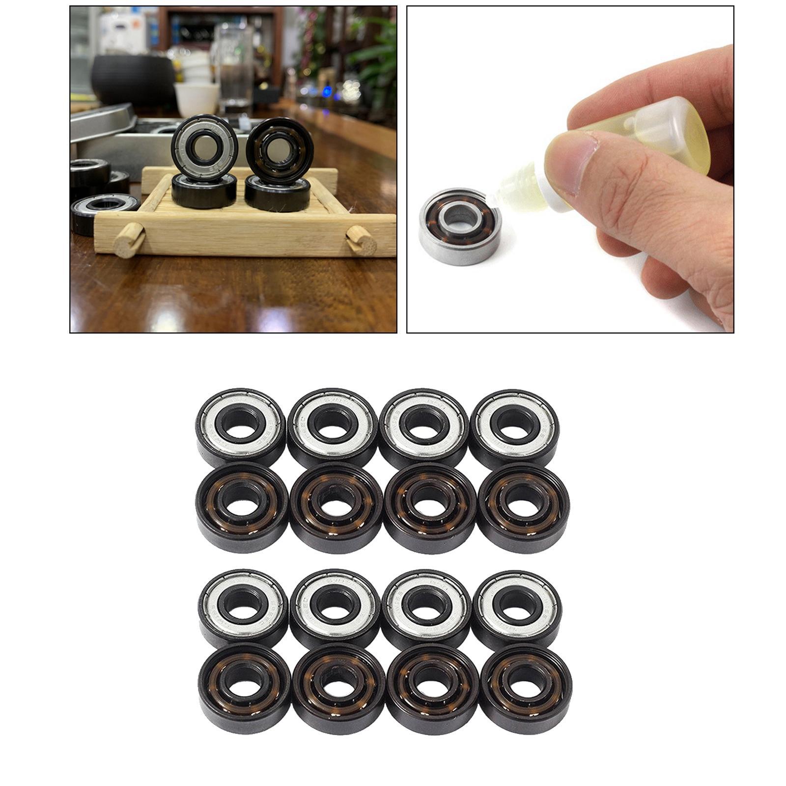 16Pcs Premium Replacement Skateboard Bearings 8mm Longboard Scooter Parts