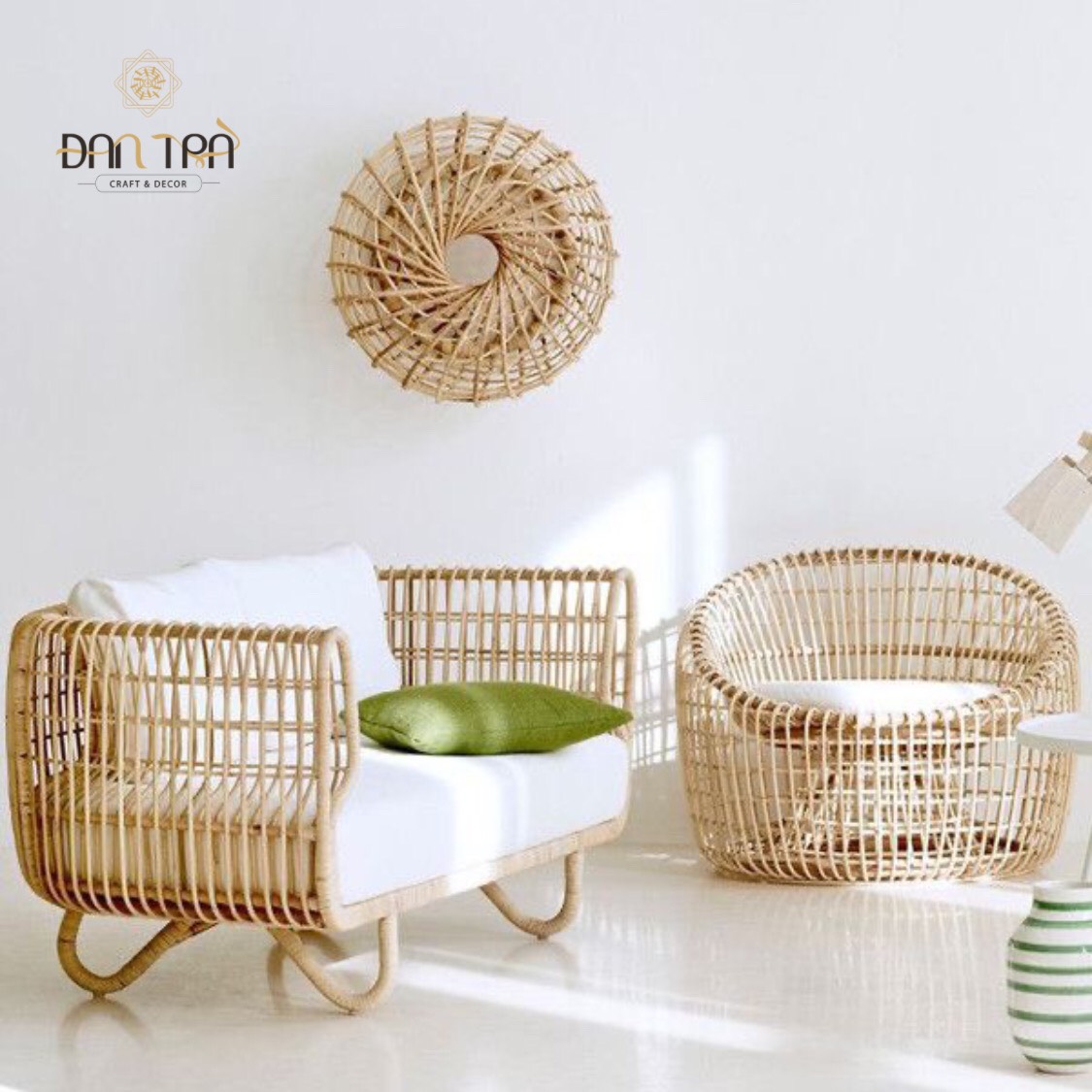 Ghế Mây Nest Dáng Trụ Tròn -Ghế Mây Thư Giãn Đọc Sách- Ghế Mây Decor Chụp Hình- Nội Thất Mây Tre Đan Trà