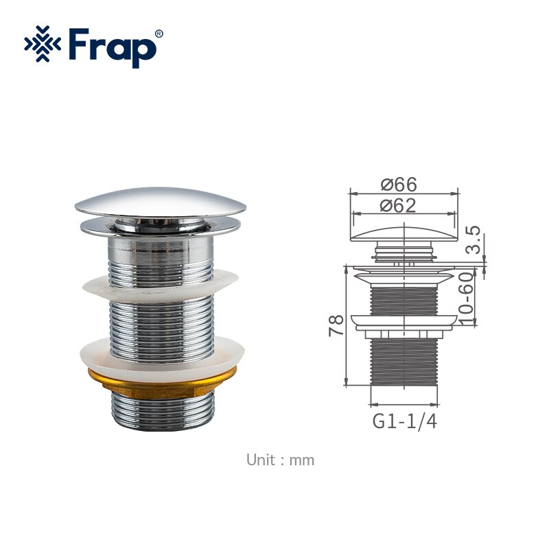 XI PHÔNG THOÁT NƯỚC DẠNG NHẤN CHẬU LAVABO SỨ ( KHÔNG CÓ LỖ THOÁT TRÀN ) NHẬP KHẨU NGA FRAP F65 + F80