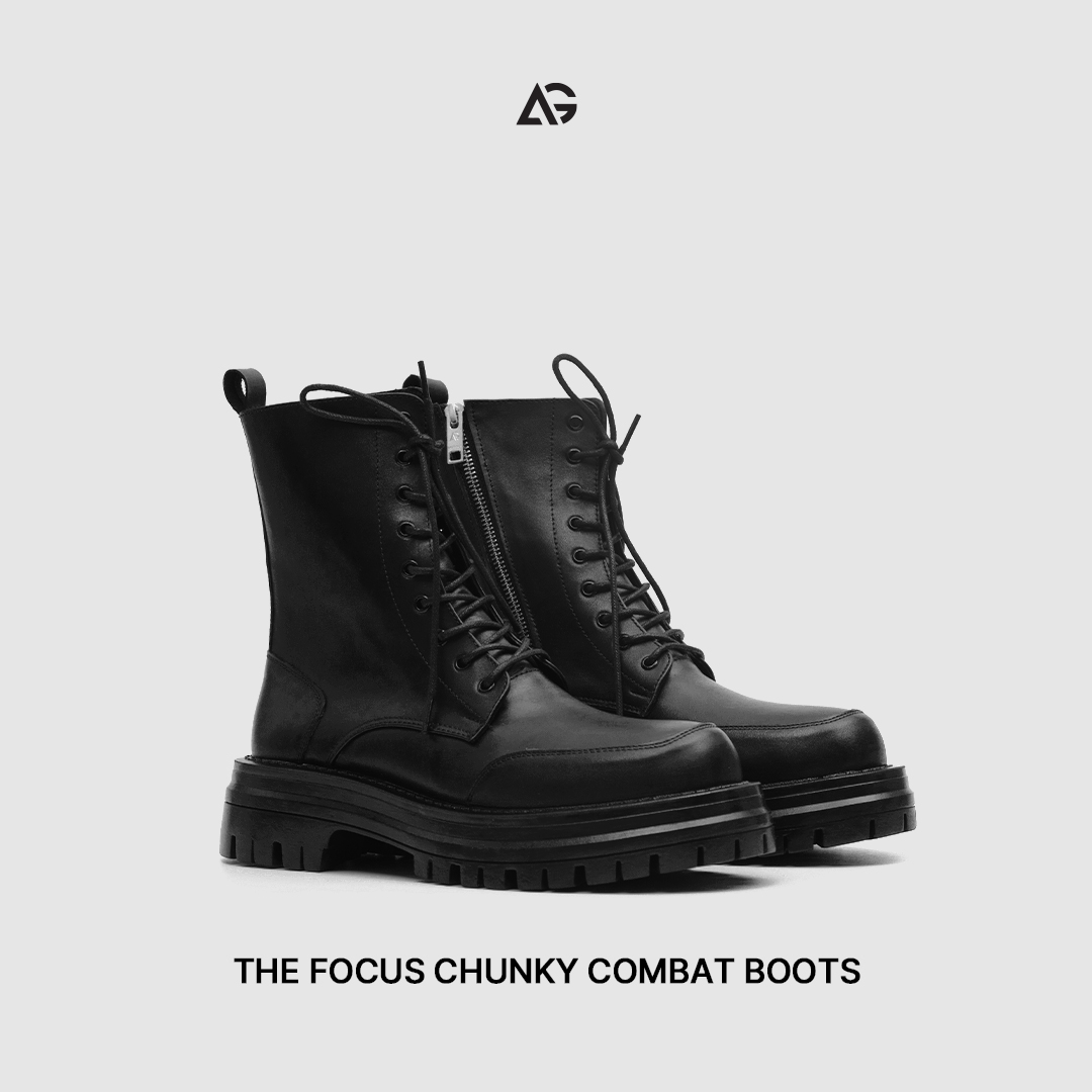 Giày da unisex nam nữ The Focus Combat Chunky Boots August bảo hành 24 tháng