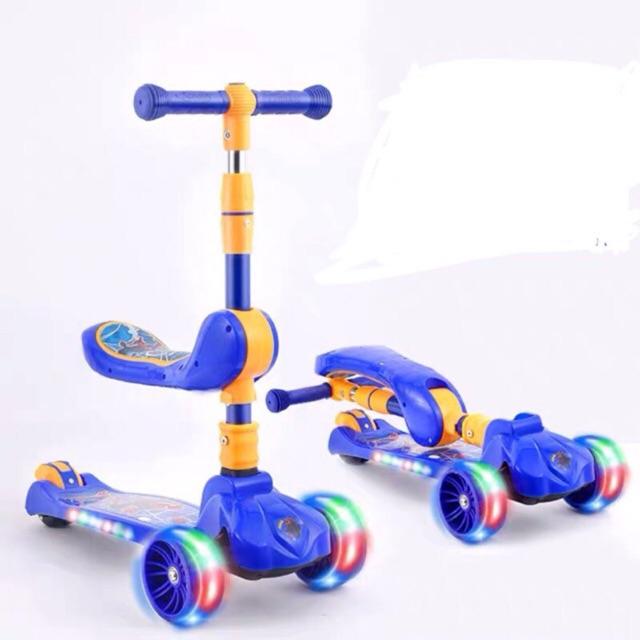 Xe trượt scooter ba bánh có nhạc ,đèn kiêm chòi chân 2 trong 1