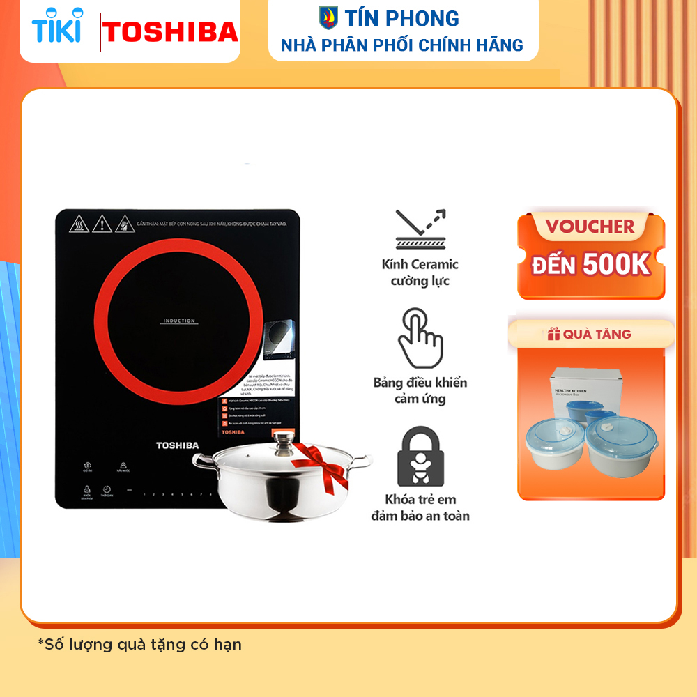 Bếp điện từ đơn Toshiba IC-20S1PV - Kính Ceramic - Công suất 2000W - Điều khiển cảm ứng - Hàng chính hãng