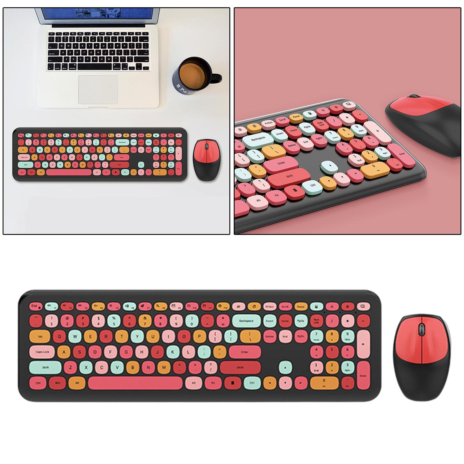 Mini Lovely Multicolor Wireless USB Keyboard & Mouse  for PC Laptop Black