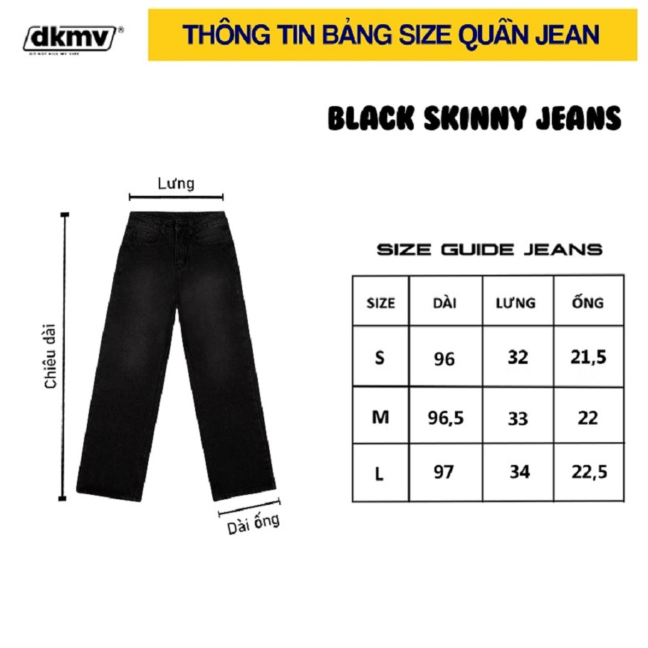 Quần jean nữ lưng cao ống rộng màu đen | DKMV Skinny Jean-Black