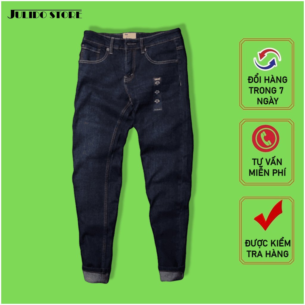 Quần jeans nam co dãn , quần bò nam kiểu trơn dáng vừa không bó sát thiết kế trẻ trung đơn điệu phá cách gồm 5 kích thước (28-32) Julido mẫu QJNM10 - Màu xanh đen